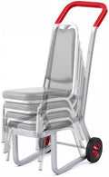 Chair Dolly for Stackable Chairs, 200 lb, 10-Chair Cart in Silver, Red