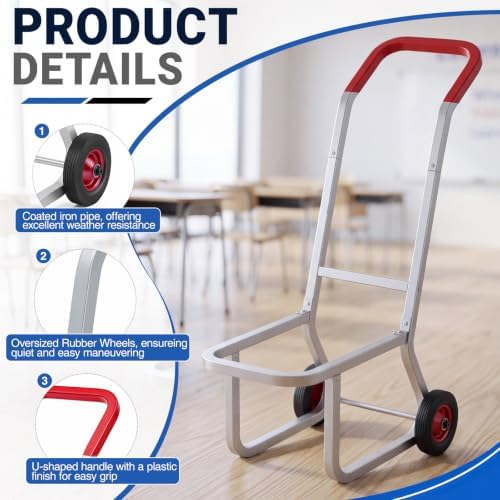 Chair Dolly for Stackable Chairs, 200 lb, 10-Chair Cart in Silver, Red, alternate view 5