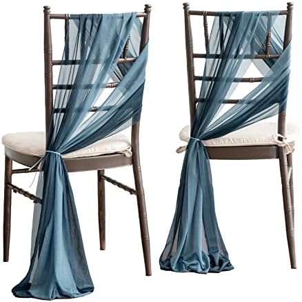 Chair Sashes Wedding Aisle Decorations, Dusty Blue Navy 16pcs