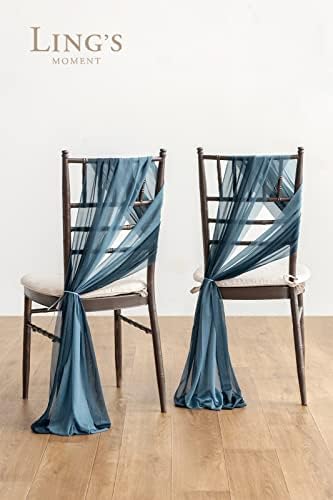 Chair Sashes Wedding Aisle Decorations, Dusty Blue Navy 16pcs, alternate view 2