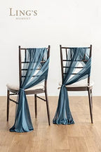 Chair Sashes Wedding Aisle Decorations, Dusty Blue Navy 16pcs, alternate view 2