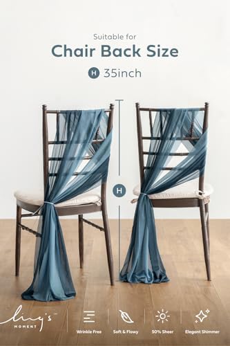 Chair Sashes Wedding Aisle Decorations, Dusty Blue Navy 16pcs, alternate view 3