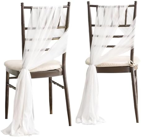 Chair Sashes, Wedding Aisle Decorations, White, 16pcs in White