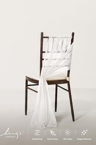 Chair Sashes, Wedding Aisle Decorations, White, 16pcs in White, alternate view 4