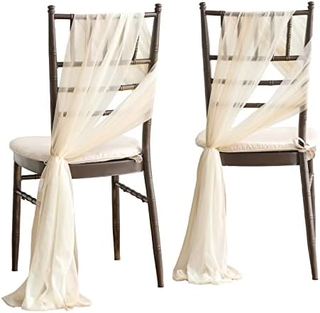 Chair Sashes, Wedding Aisle Decorations, White Beige, 16pcs