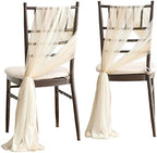 Chair Sashes, Wedding Aisle Decorations, White Beige, 16pcs