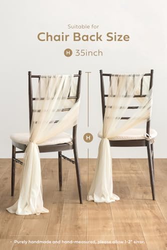 Chair Sashes, Wedding Aisle Decorations, White Beige, 16pcs, alternate view 2