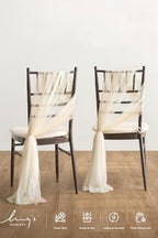 Chair Sashes, Wedding Aisle Decorations, White Beige, 16pcs, alternate view 4