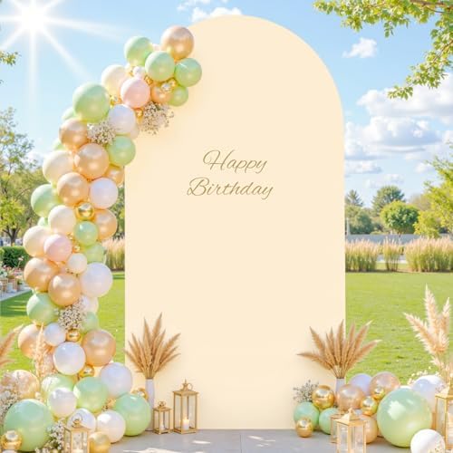 Champagne Arch 7.2FT Spandex Fitted Wedding Stand Cover - Round Top Chiara Stretchy Backdrop for Birthday Party