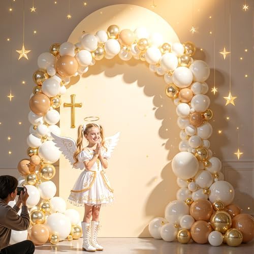 Champagne Arch 7.2FT Spandex Fitted Wedding Stand Cover - Round Top Chiara Stretchy Backdrop for Birthday Party, alternate