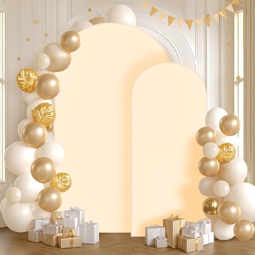 Champagne Arch 7.2FT Spandex Fitted Wedding Stand Cover - Round Top Chiara Stretchy Backdrop for Birthday Party, alternate