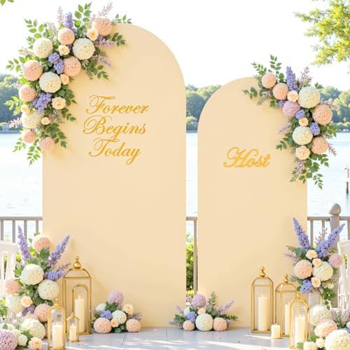 Champagne Arch Covers 2 Set 7.2 and 6ft Champagne Arch Backdrop Cover Spandex Fitted Wedding Arch Stand Covers