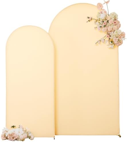 Champagne Arch Covers 2 Set 7.2 and 6ft Champagne Arch Backdrop Cover Spandex Fitted Wedding Arch Stand Covers, alternate