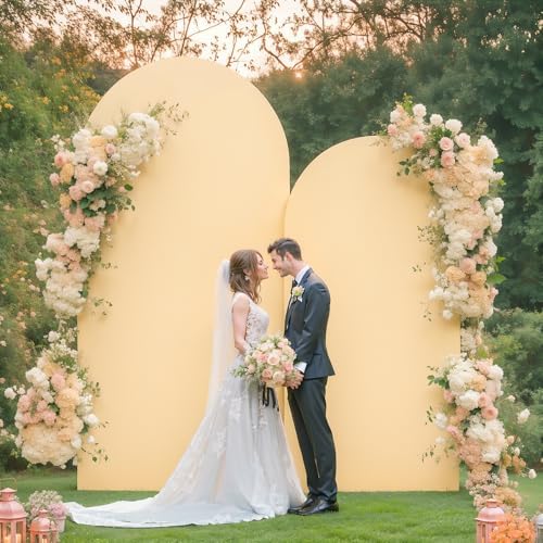 Champagne Arch Covers 2 Set 7.2 and 6ft Champagne Arch Backdrop Cover Spandex Fitted Wedding Arch Stand Covers, alternate