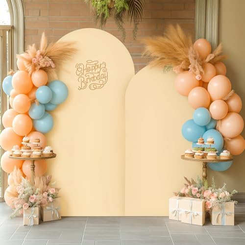 Champagne Arch Covers 2 Set 7.2 and 6ft Champagne Arch Backdrop Cover Spandex Fitted Wedding Arch Stand Covers, alternate
