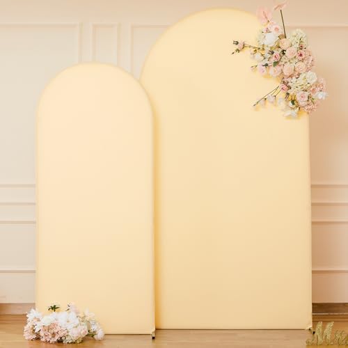 Champagne Arch Covers 2 Set 7.2 and 6ft Champagne Arch Backdrop Cover Spandex Fitted Wedding Arch Stand Covers, alternate