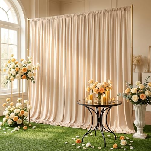 Champagne Backdrop Curtain - 10x10FT Back Drop Curtains for Parties Wrinkle-Free Soft Polyester Backdrop Wedding