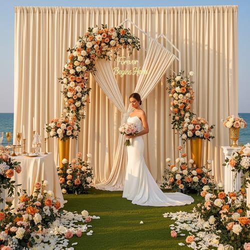 Champagne Backdrop Curtain - 10x10FT Back Drop Curtains for Parties Wrinkle-Free Soft Polyester Backdrop Wedding, alternate