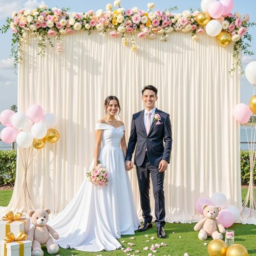 Champagne Backdrop Curtain for Parties Wedding Baby Shower Wrinkle Free Photo Curtains Backdrop Drapes Fabric, alternate view