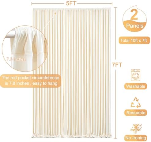 Champagne Backdrop Curtain for Parties Wedding Baby Shower Wrinkle Free Photo Curtains Backdrop Drapes Fabric, alternate view