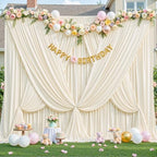 Champagne Backdrop Curtain for Parties Wedding Baby Shower Wrinkle Free Photo Curtains Backdrop Drapes Fabric, alternate view