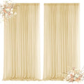 Champagne Backdrop Curtains for Parties, Chiffon Photo Backdrop Drapes 2 Panels 5x10FT Sheer Outdoor Curtain for