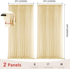 Champagne Backdrop Curtains for Parties, Chiffon Photo Backdrop Drapes 2 Panels 5x10FT Sheer Outdoor Curtain for, alternate