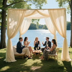 Champagne Backdrop Curtains for Parties, Chiffon Photo Backdrop Drapes 2 Panels 5x10FT Sheer Outdoor Curtain for, alternate