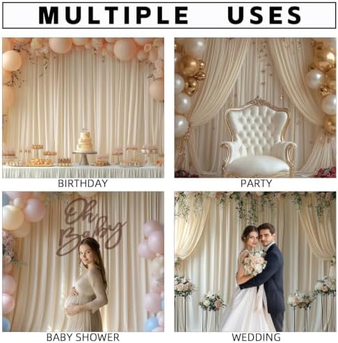 Champagne Backdrop Curtains for Wedding Parties, 10x10FT Wrinkle Free Photo Backdrop Curtains for Wedding, alternate view 2