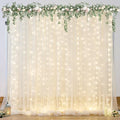 Champagne Backdrop Curtains with Lights String for Wedding Parties 10×10ft Sheer Tulle Backdrop Curtain for