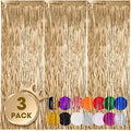 Champagne Foil Fringe Backdrop Curtains, 3.3x8.2ft, 3 Pack in 39.6" × 98.4" in 22 Champagne