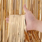 Champagne Foil Fringe Backdrop Curtains, 3.3x8.2ft, 3 Pack in 39.6" × 98.4" in 22 Champagne, alternate view 2