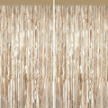 Champagne Gold Metallic Fringe Curtains 2 Pack, Tinsel Backdrop for Parties