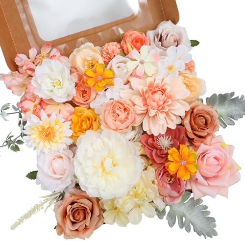 Champagne Powder Artificial Flowers Combo Box Set for Wedding Bouquets Home Decor in Champagne Powder