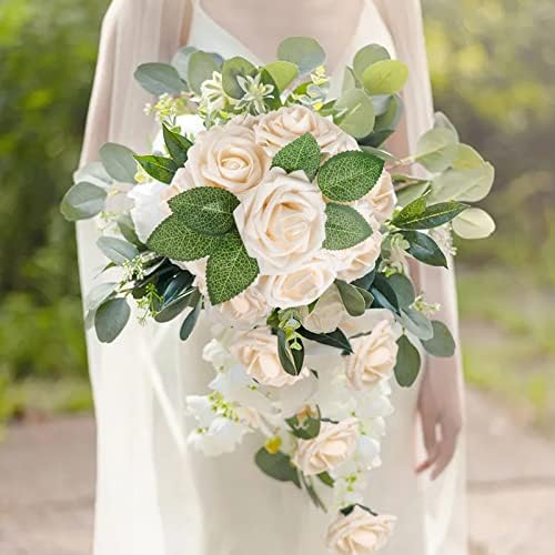 Champagne Rose 100pcs Real Looking Artificial Flowers w/Stem in Champagne, alternate view 2
