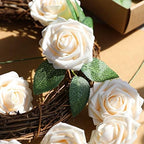 Champagne Rose 100pcs Real Looking Artificial Flowers w/Stem in Champagne, alternate view 4