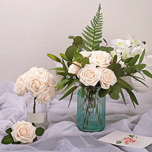 Champagne Rose 100pcs Real Looking Artificial Flowers w/Stem in Champagne, alternate view 6