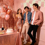 Champagne Rose Gold Garland Banner 30ft Wall Tinsel Foil Streamers in Rose Champagne Gold, alternate view 4