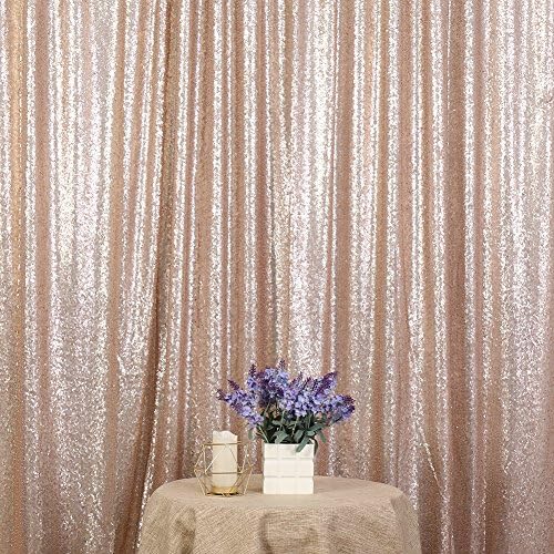 Champagne Sequin Backdrop, 10Ft x 10Ft Glitter Photography Background Curtains, Sequence Drapes for Party Baby