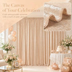 Champagne Sequin Backdrop 2 Panels 4x7FT Sequin Curtains in 4FTx7FTx2PC in Champagne, alternate view 4