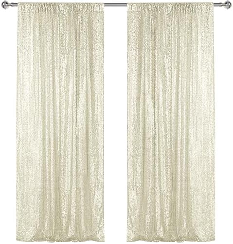 Champagne Sequin Backdrop Curtain 2 Panels 2FTx8FT Glitter Champagne Background Drapes Sparkle Photography