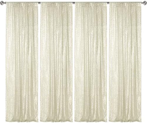 Champagne Sequin Backdrop Curtain 4 Panels 2FTx8FT Glitter Champagne Background Drapes Sparkle Photography