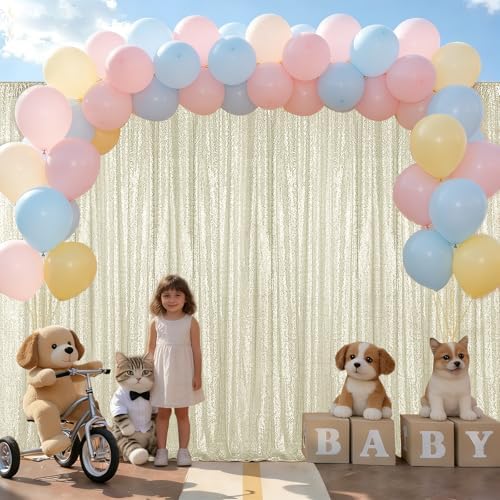 Champagne Sequin Backdrop Curtain 6 Panels 2FTx8FT Glitter Champagne Background Drapes Sparkle Photography, alternate view 2