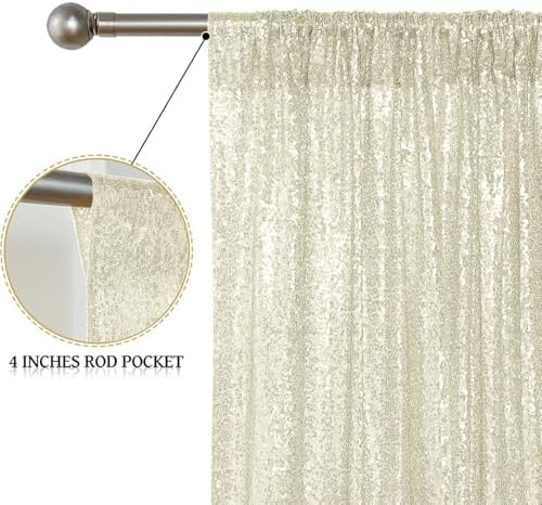 Champagne Sequin Backdrop Curtain 6 Panels 2FTx8FT Glitter Champagne Background Drapes Sparkle Photography, alternate view 4