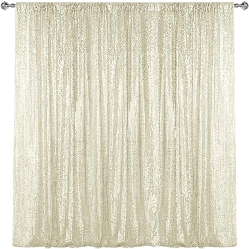 Champagne Sequin Backdrop Curtain 7FTx7FT Glitter Champagne Background Drapes Sparkle Photography Backdrop for