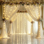 Champagne Sheer Backdrop Curtain with Lights String for Parites Wedding 20×10ft Tulle Backdrop Curtains for, alternate view 3