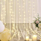 Champagne Sheer Backdrop Curtain with Lights String for Parites Wedding 20×10ft Tulle Backdrop Curtains for, alternate view 5