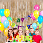 Champagne Tinsel Foil Fringe Curtain, 2 Pack 3.3 x 8.2 Ft Metallic Glitter Curtains Backdrop Streamers, alternate view 2