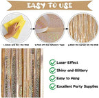 Champagne Tinsel Foil Fringe Curtain, 2 Pack 3.3 x 8.2 Ft Metallic Glitter Curtains Backdrop Streamers, alternate view 4