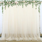 Champagne Tulle Backdrop Curtain for Parties Wedding 10ft×8ft Champagne Sheer Backdrop Curtains for Baby Shower